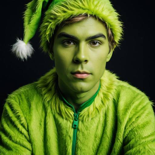 Man in Grinch Costume with Green Skin