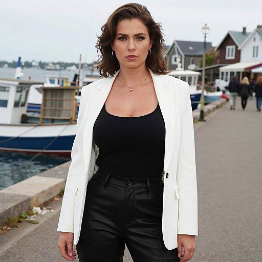 Chic Woman by Seaside Promenade