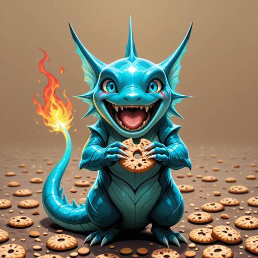 Happy Aquatic Creature with Flame Tail