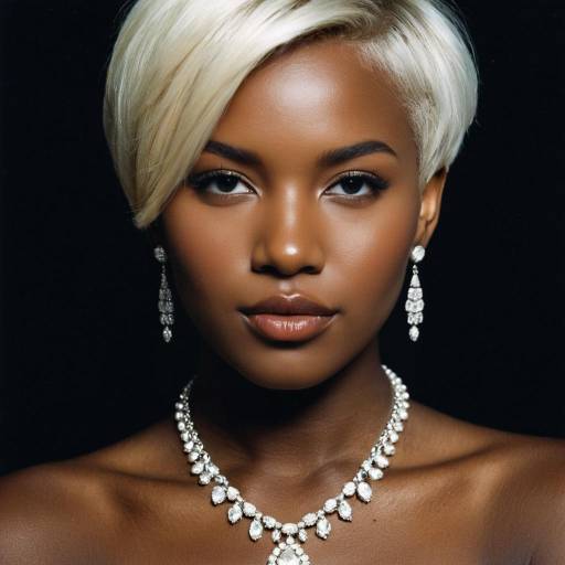 Dark-skinned Woman with Platinum Blonde Hair and Jewelry