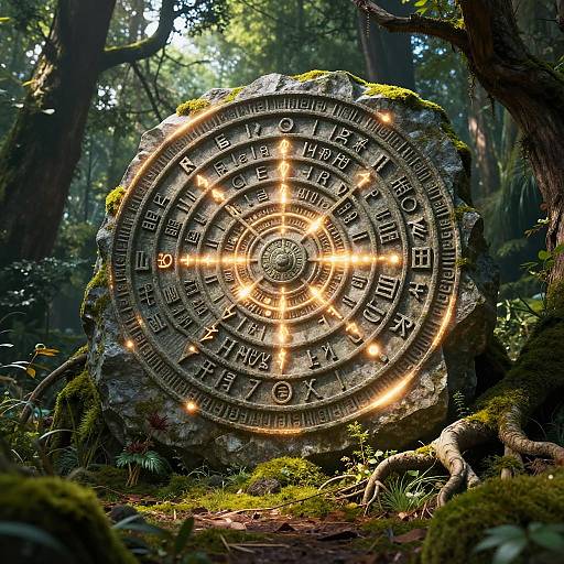 Mystical Ancient Calendar in Enchanted Forest