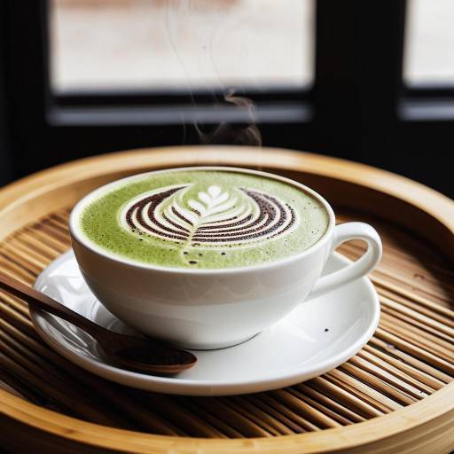 Concentric Matcha Latte with Chocolate Art