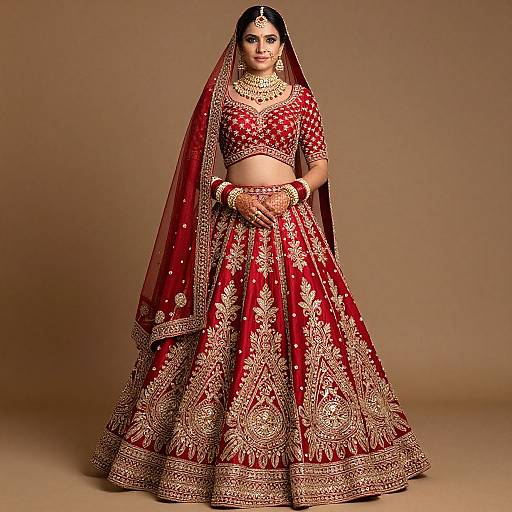 Traditional Red and Gold Bridal Lehenga