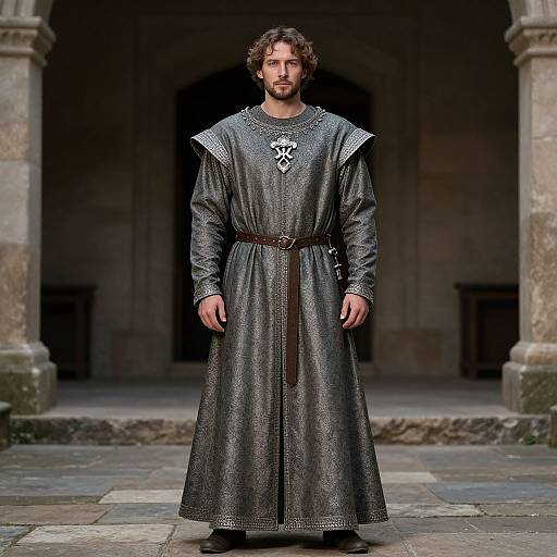 Medieval King in Regal Robe