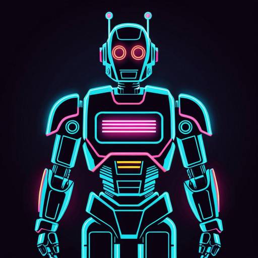 Neon Retro Robot Illustration
