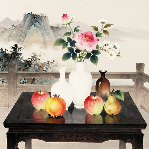 Classic Chinese Brush Painting Still-Life