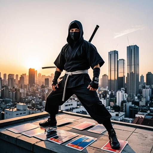 Ninja on Rooftop at Sunset