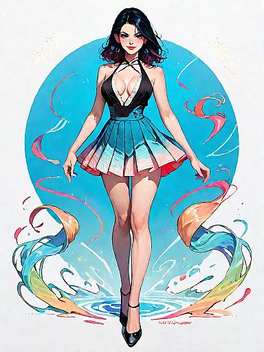 Elegant Woman in Black Halter Dress with Cocktail Theme