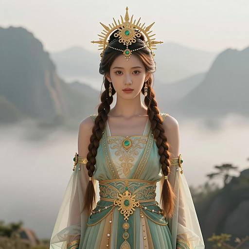 Young Woman in Traditional Goddess Costume