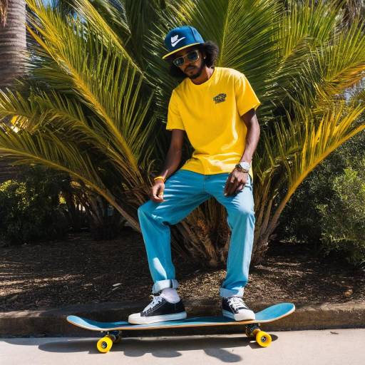 Skateboarding Boy in Urban Oasis