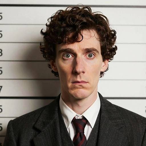 Humorous Mugshot of Bewildered Sherlock Holmes