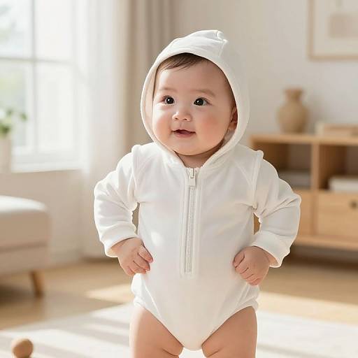 Confident Baby in Cozy White Outfit