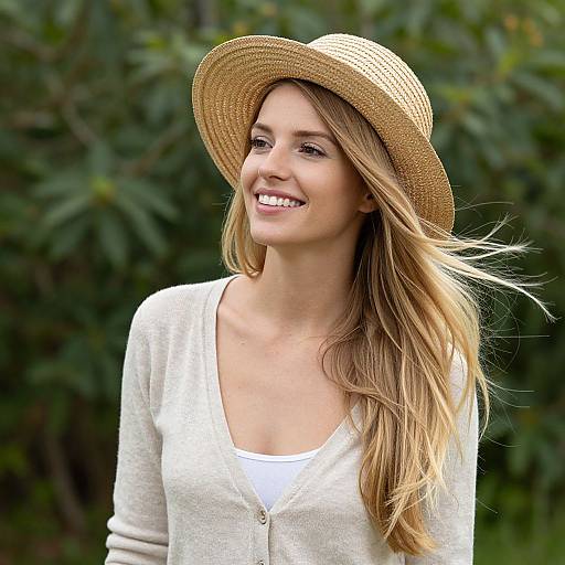 Smiling Woman Relaxing Outdoors