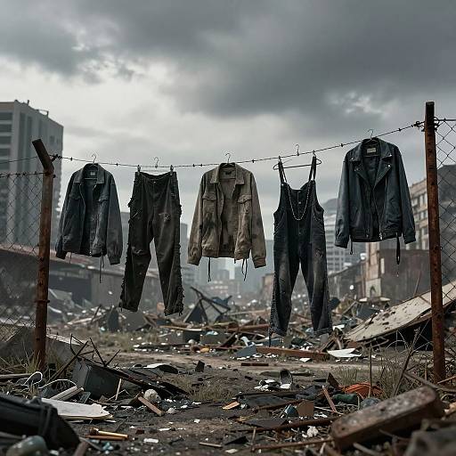 Dystopian Clothes on Rusty Fence