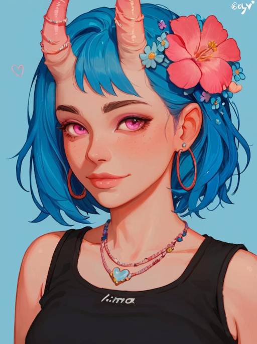 Enchanting Portrait of a Girl with Horns