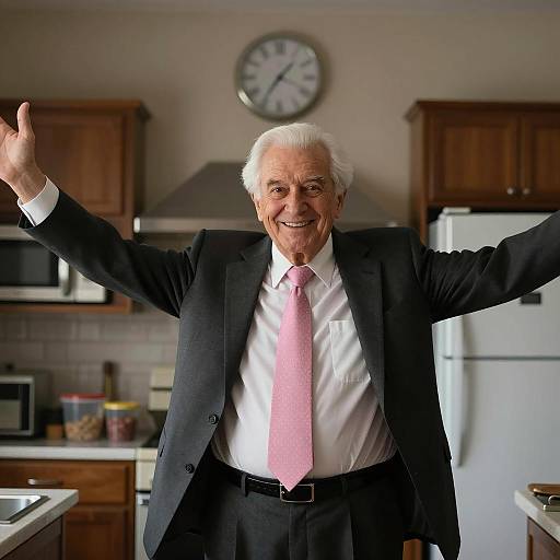 Cheerful Old Man in a Cozy Kitchen