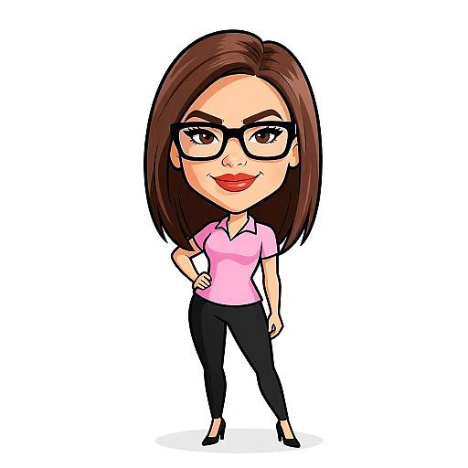 Confident Cartoon Woman with Glasses