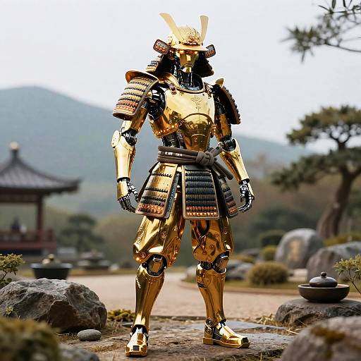 Android Samurai in Zen Garden
