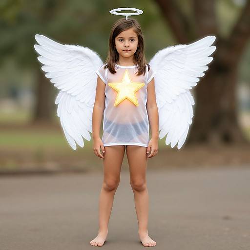 Starburst Angel Kid Costume Outdoors