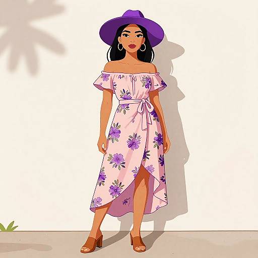 Bohemian Chic Woman in Pink Dress