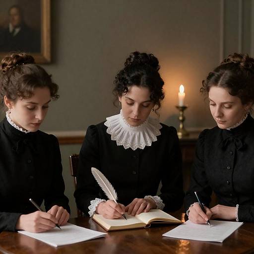 Victorian Women Writing by Candlelight