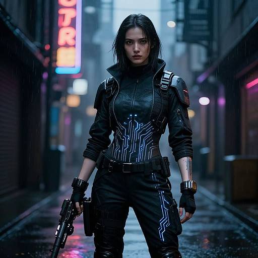 Cyberpunk Female in Techwear Armor