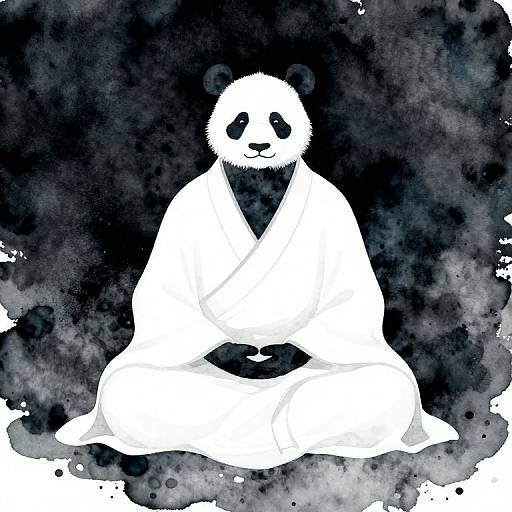 Negative Watercolor Panda Scholar