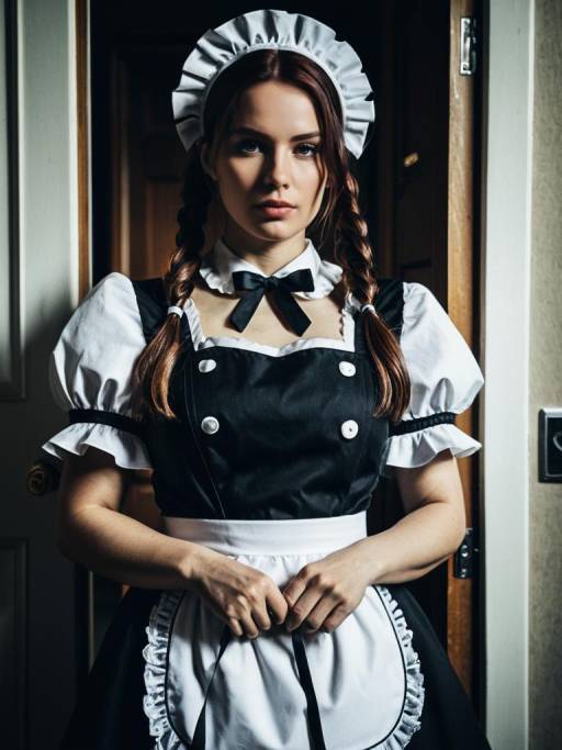 Woman in Lockable Maid Costume