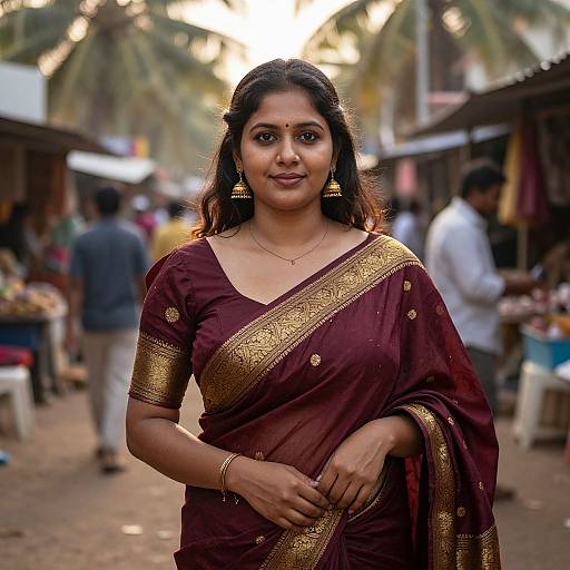 Elegant Woman in Maroon Saree