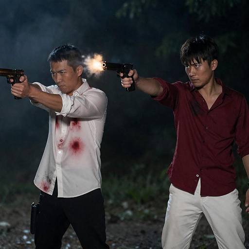 Tense Standoff in a Nighttime Forest