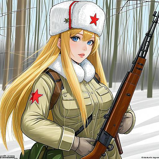 Illustration of Mosin-nagant (girls' frontline), girls' frontline in the style of Kuromayu