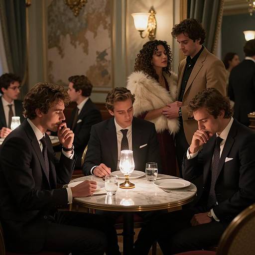 Elegant Gathering in Dimly Lit Room