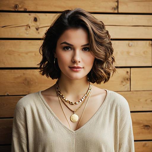 Young Woman with Italian Style Gold Necklace