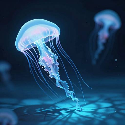 Cyberpunk Glowing Jellyfish Scene
