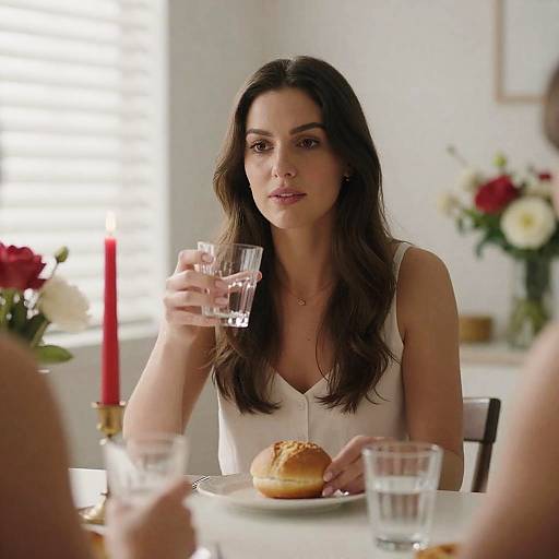 Elegant Dining Scene with Woman Portrait