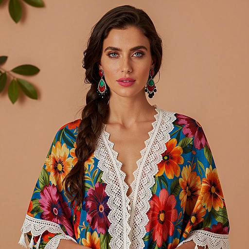 Colorful Portrait of a Woman in Shawl