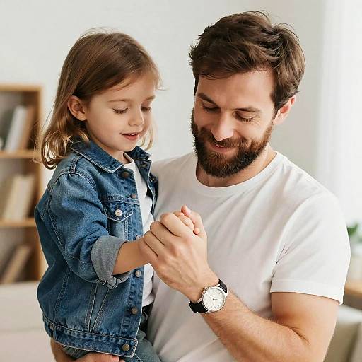 Warm Father and Daughter Indoor Moment
