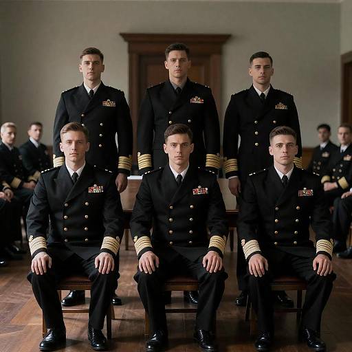 Formal Portrait of Naval Officers in Uniform
