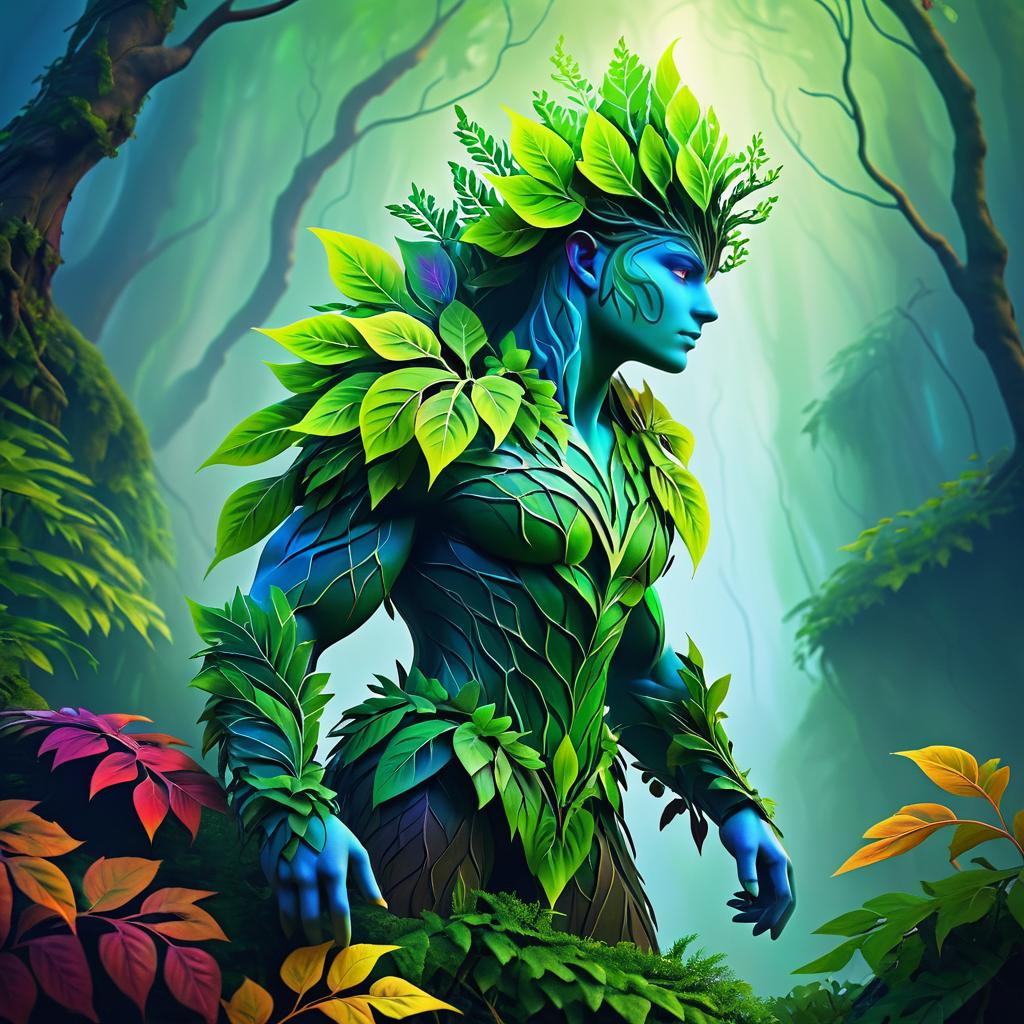 Vibrant Plant Creature in Mountain Landscape