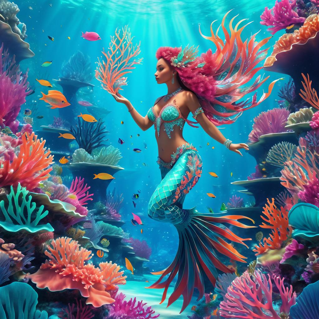 Magical Mermaid in a Coral Wonderland