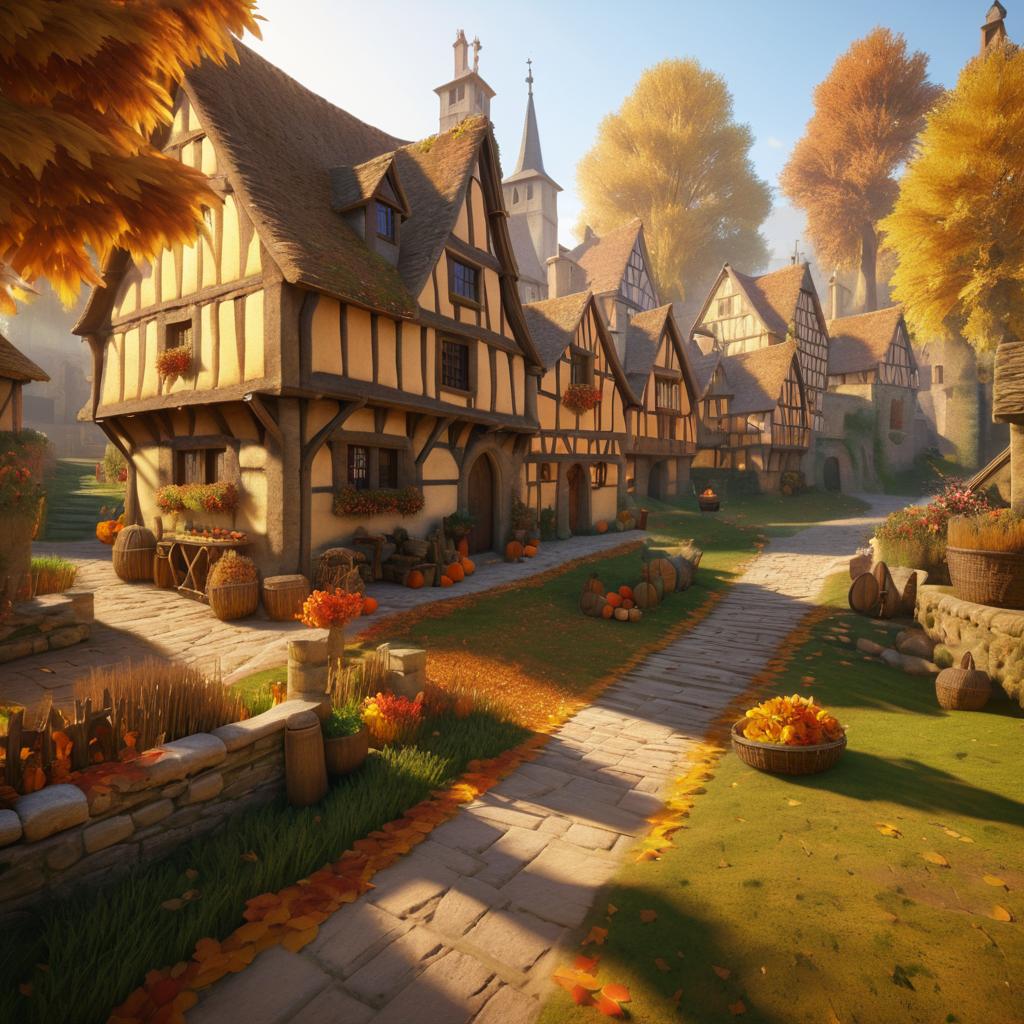 Charming Medieval Village in Autumn Light