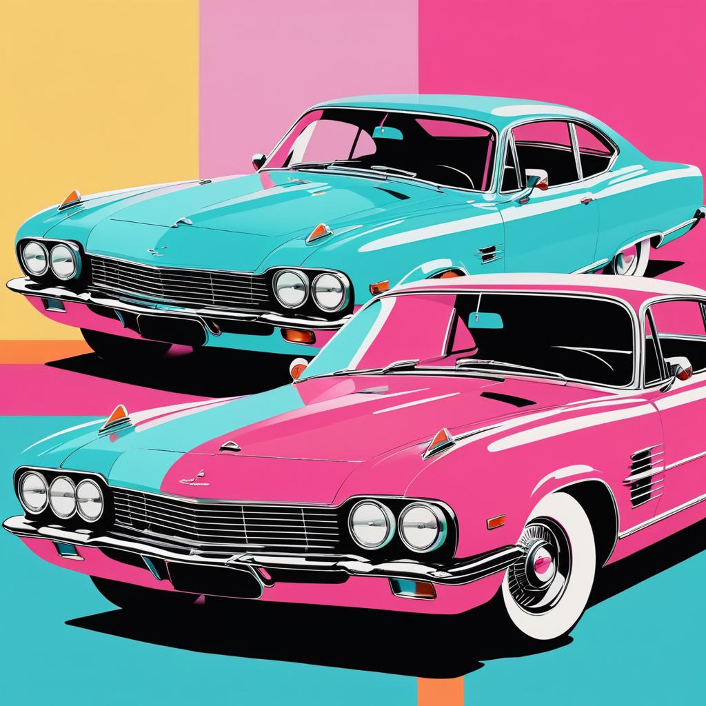 Retro Car Art in Andy Warhol Style