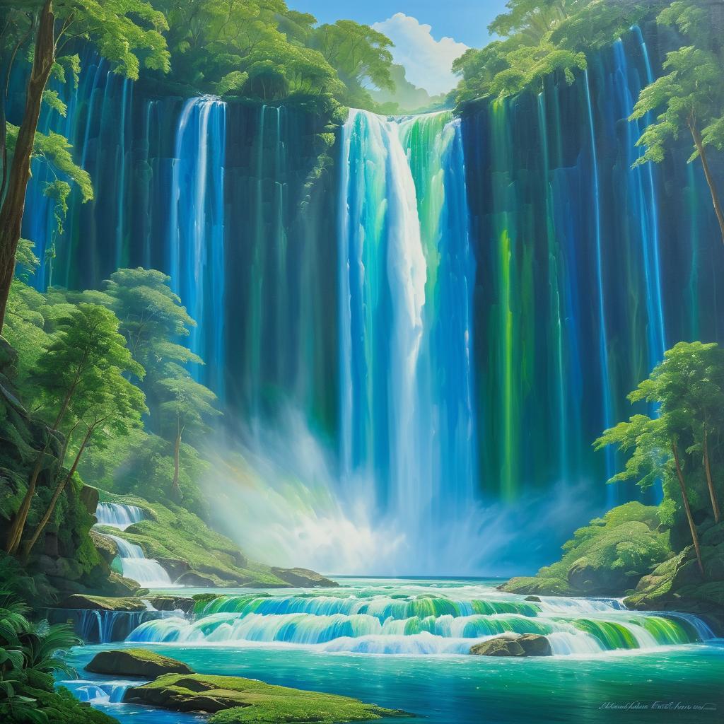 Majestic Waterfall with Artistic Enhancements