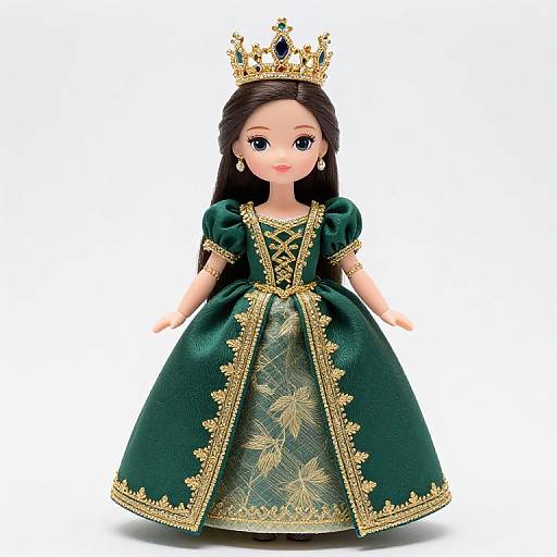 Regal Female Doll in Embroidered Dress