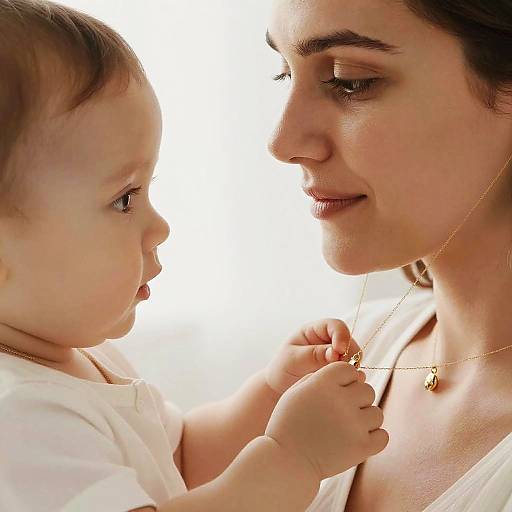 Mother and Baby Admiring Necklace