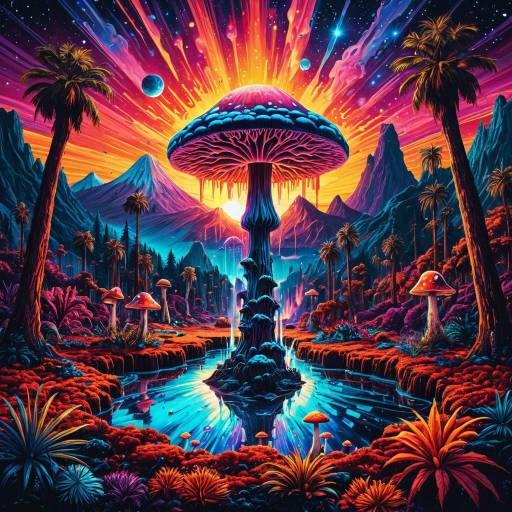 Surreal Psychedelic Mushroom Paradise Surreal Psychedelic Mushroom Paradise