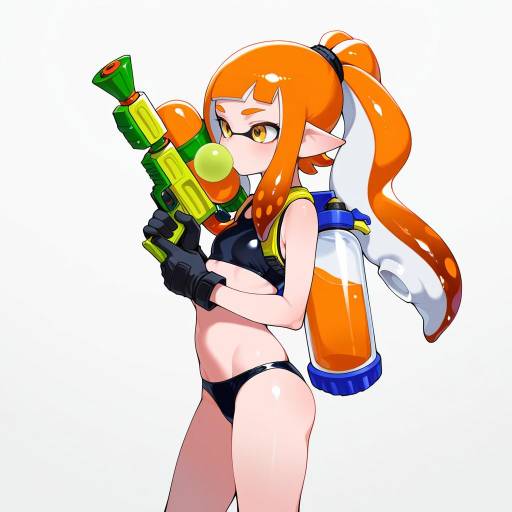 Cute Inkling Girl with Bubble Blowing