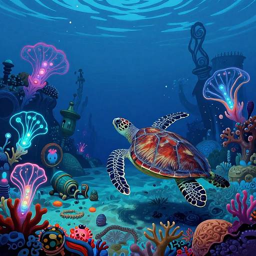 Surreal Bioluminescent Underwater Dream