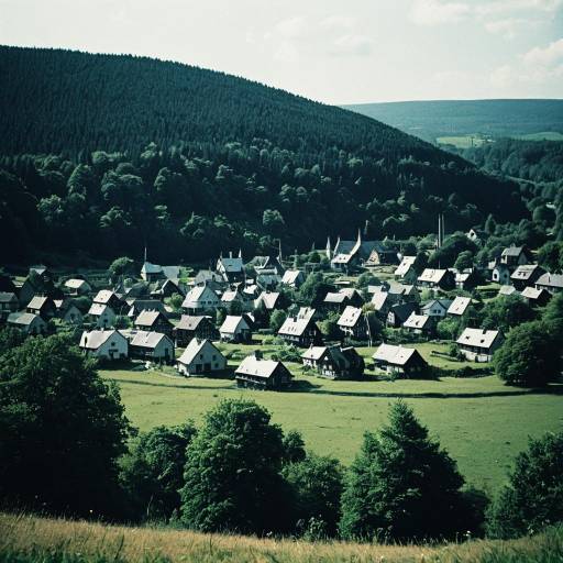 Idyllic Village Nestled in Forested Hills