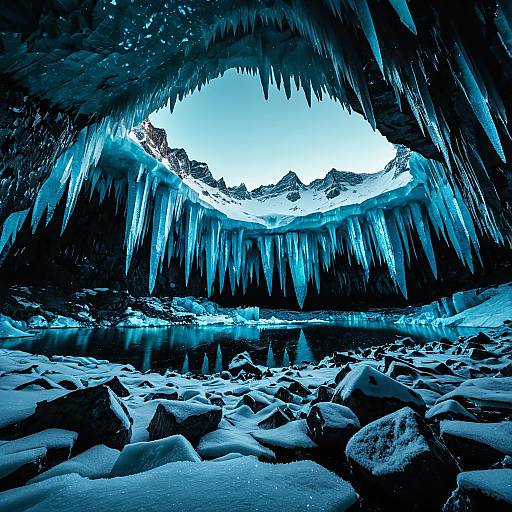 Majestic Ice Cave at Dusk